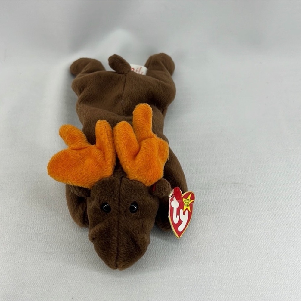 Ty Brown Moose Plush with Orange Accents